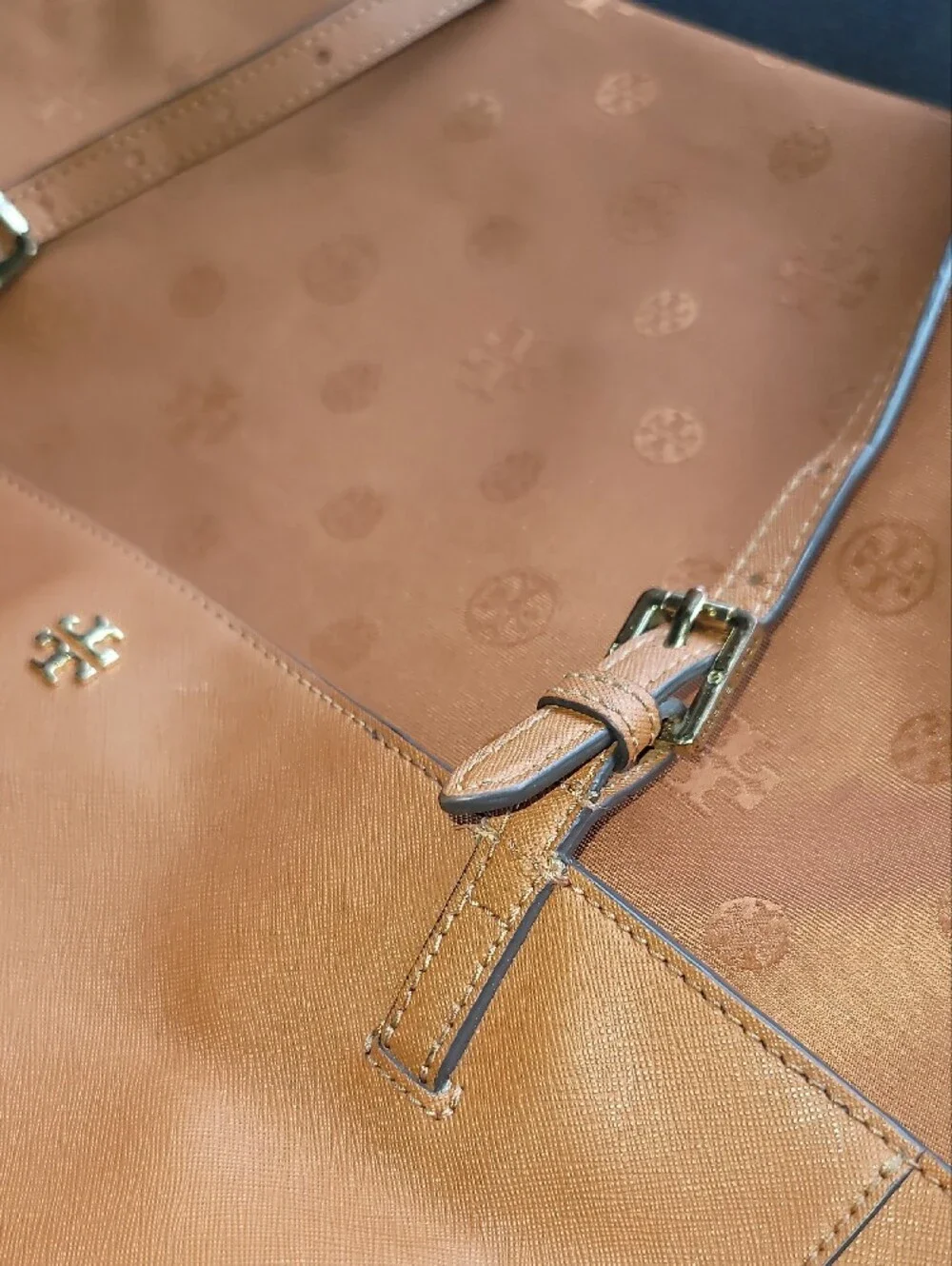 Tory Burch Cognac Leather Double-Handle Tote